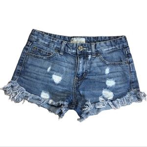 Free People Distressed Denim Frayed Shorts 25